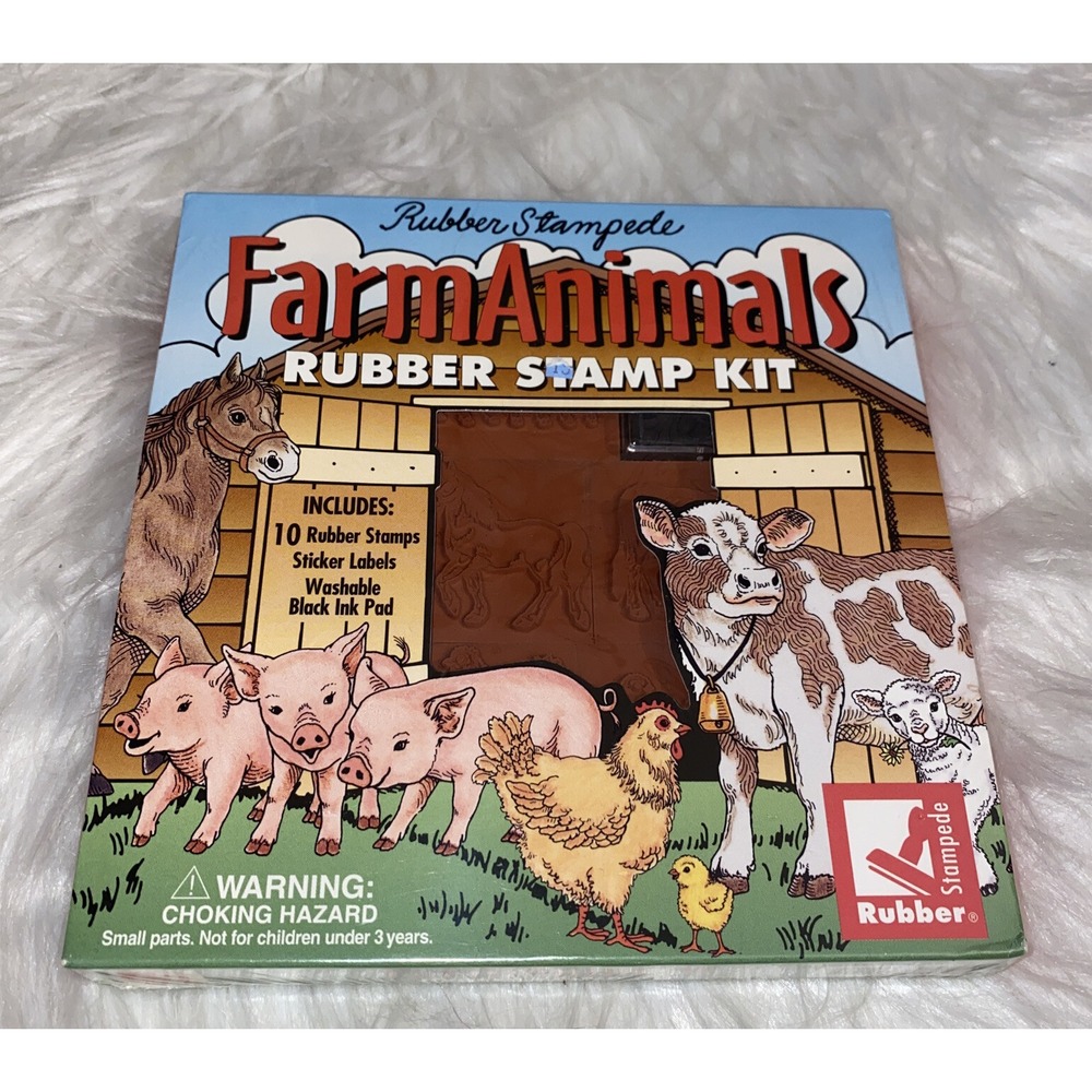 Rubber Stampede‎ Farm Animals Rubber Stamp Kit 10 Rubber Stamps Sealed